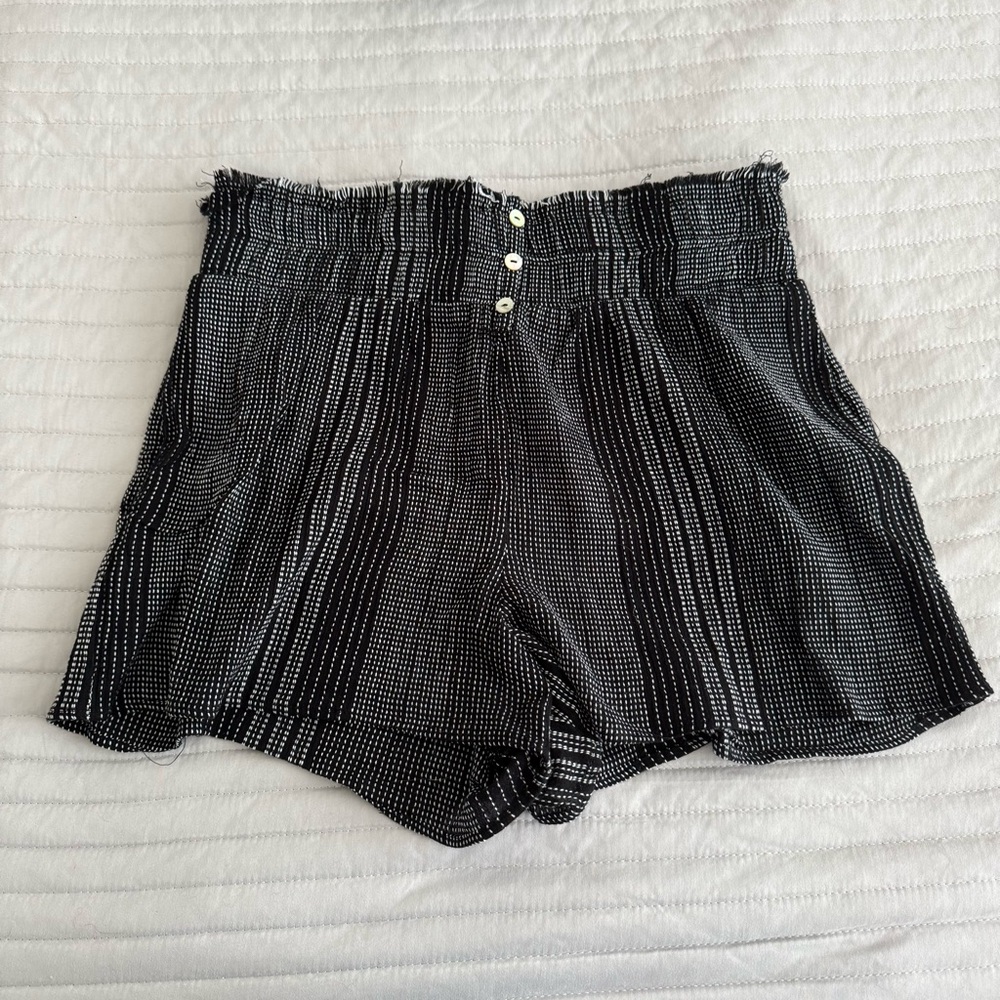 Blue Rain High Waist Black and White Shorts